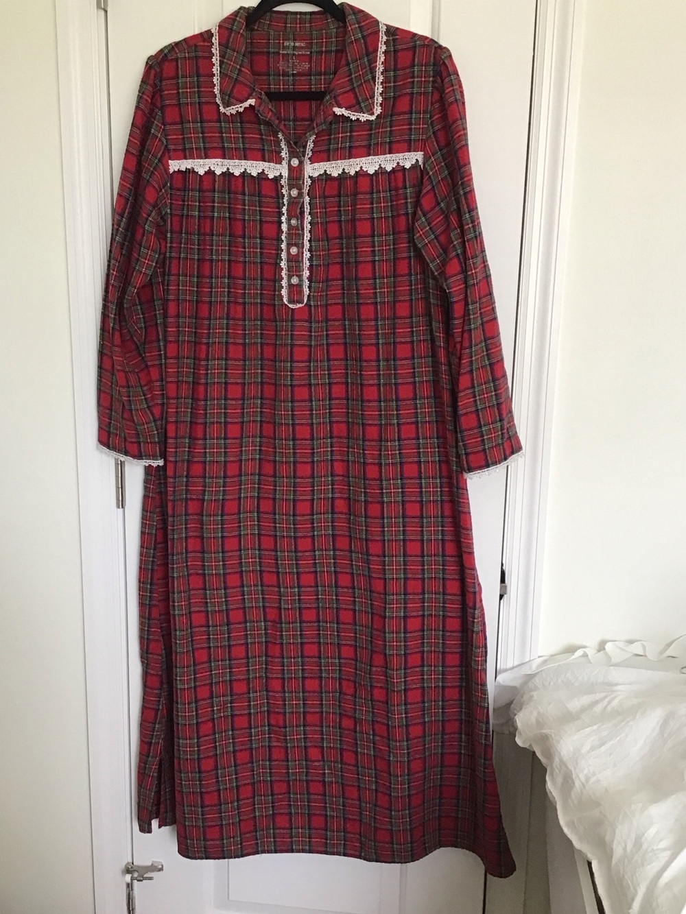 Sleep Sense red tartan plaid flannel nightgown